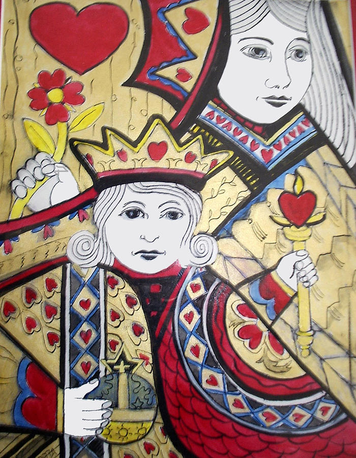 Queen Mixed Media - Queen of Hearts by Otella Brantmier