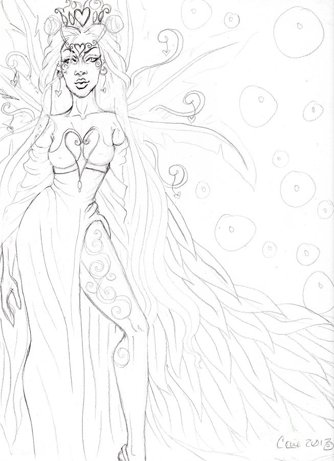 Queen Drawing - Queen of Hearts Sketch by Coriander  Shea