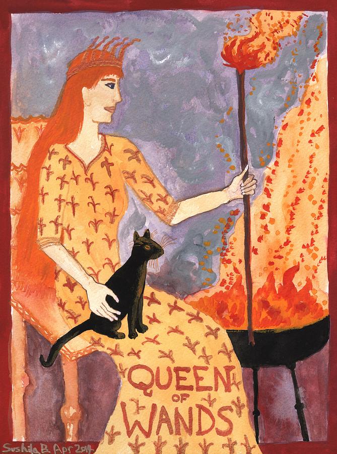 Tarot Painting - Queen of Wands by Sushila Burgess