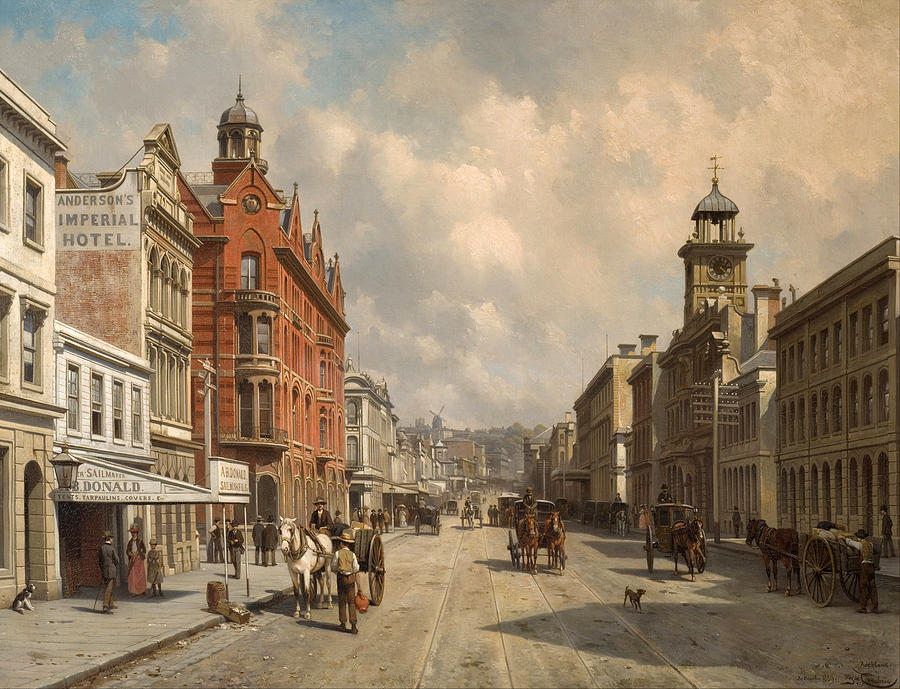 Queen Street. Auckland Painting by Jacques Carabain