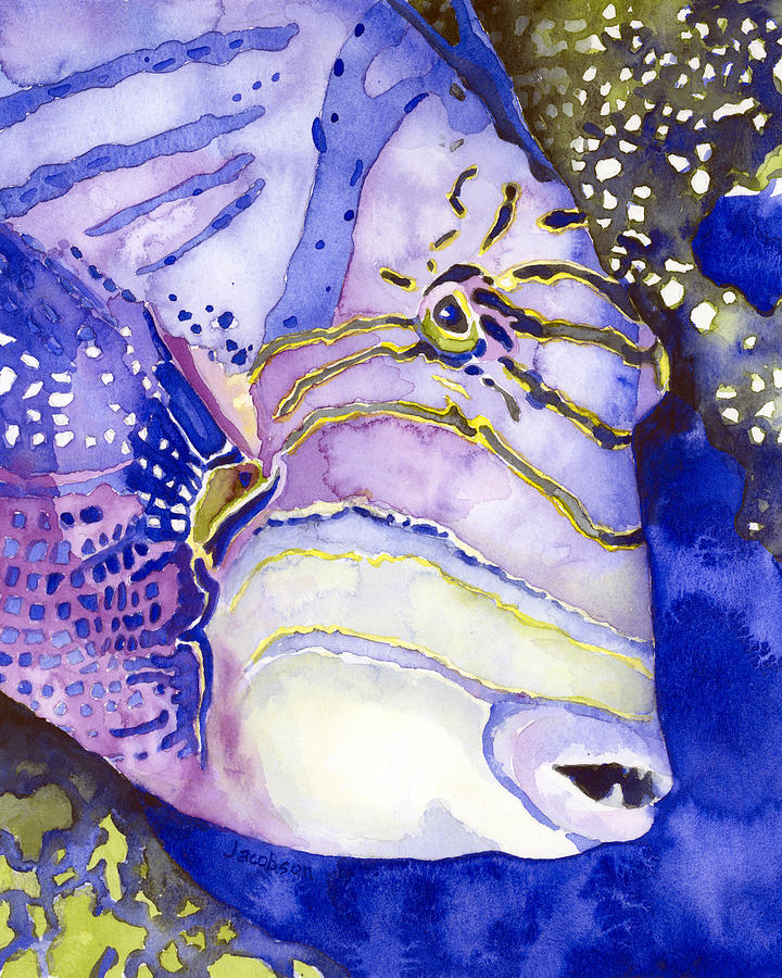Queen Triggerfish Portrait Painting by Pauline Walsh Jacobson
