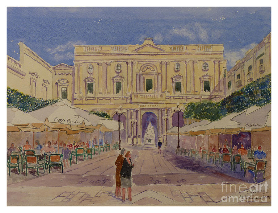 Queens Square Valletta Painting by Godwin Cassar