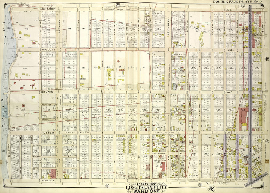 Map Drawing - Queens, Vol. 2, Double Page No. 10 Part Of Long Island City by Litz Collection