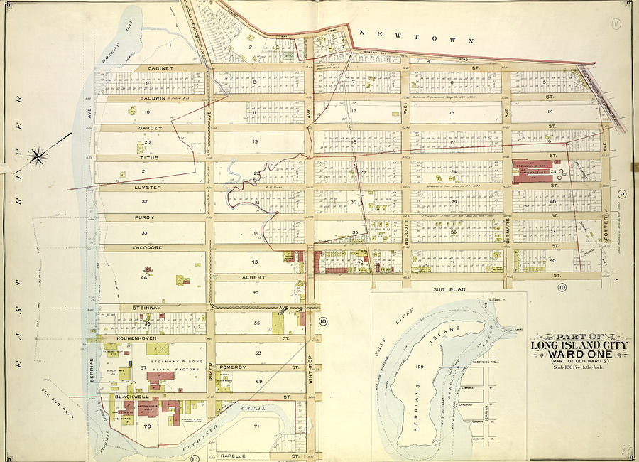 Map Drawing - Queens, Vol. 2, Double Page Plate No. 11 Part Of Long by Litz Collection