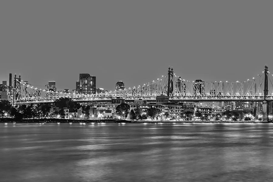 Queensboro Bridge 59th Street NYC BW Photograph by Susan Candelario