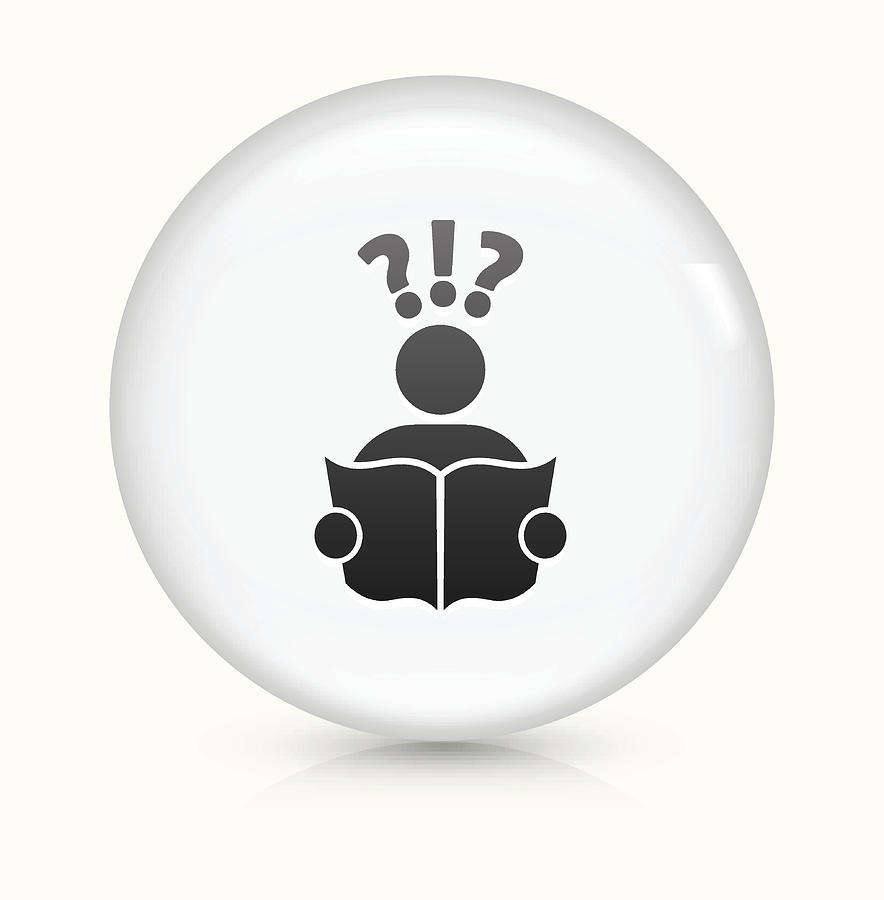 Questions and Reading icon on white round vector button Drawing by Bubaone