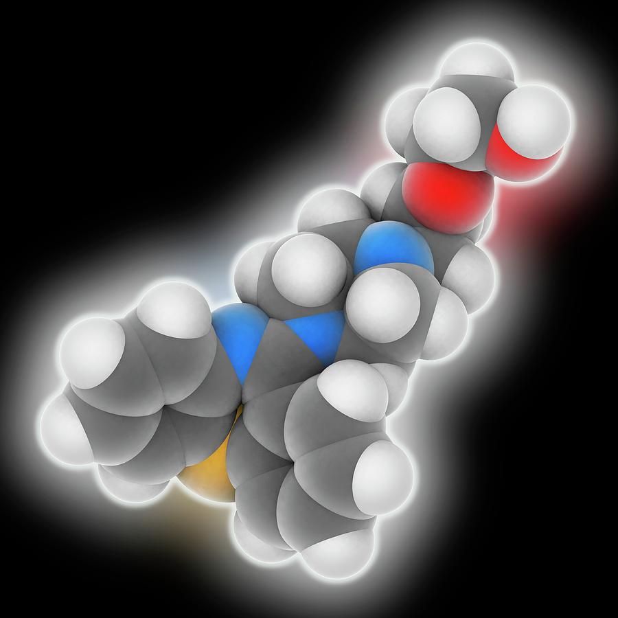 Anti-psychotic Photograph - Quetiapine Drug Molecule by Laguna Design