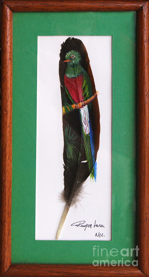Quetzal feather painting Painting by Rudi Prott