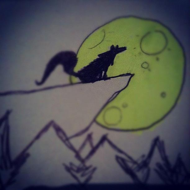 Wolves Photograph - Quick Little Sketch. #wolf #art #moon by Chase Alexander