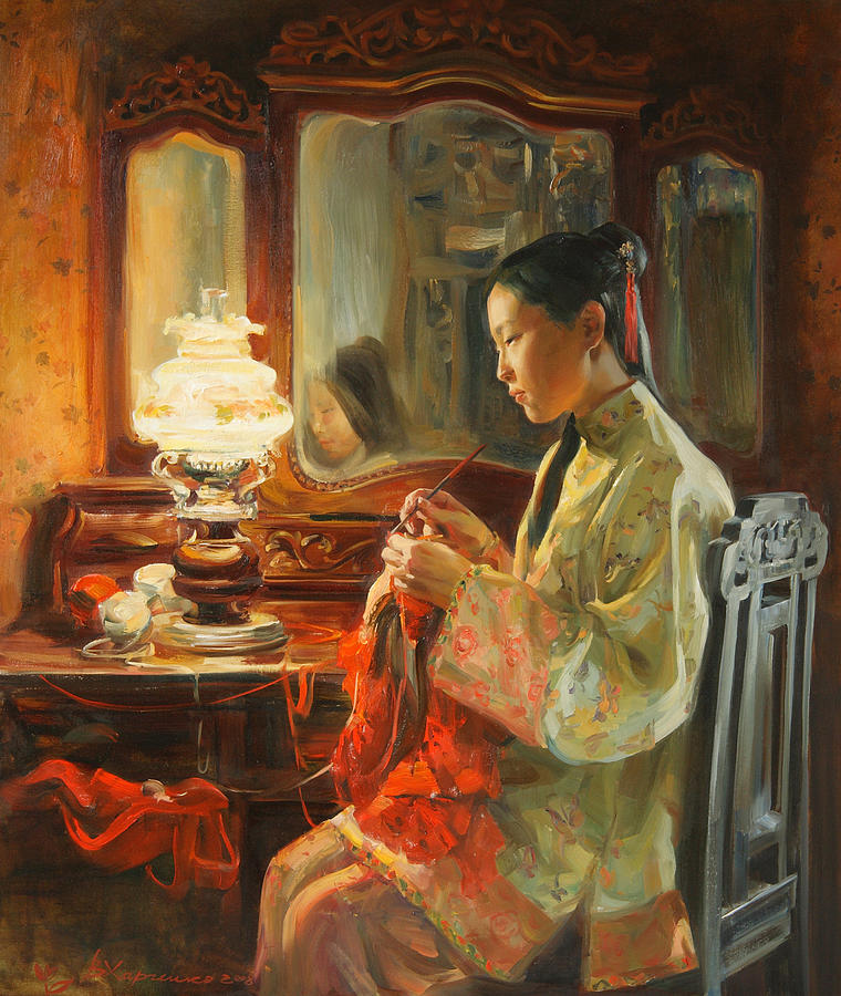 Quiet evening Painting by Victoria Kharchenko