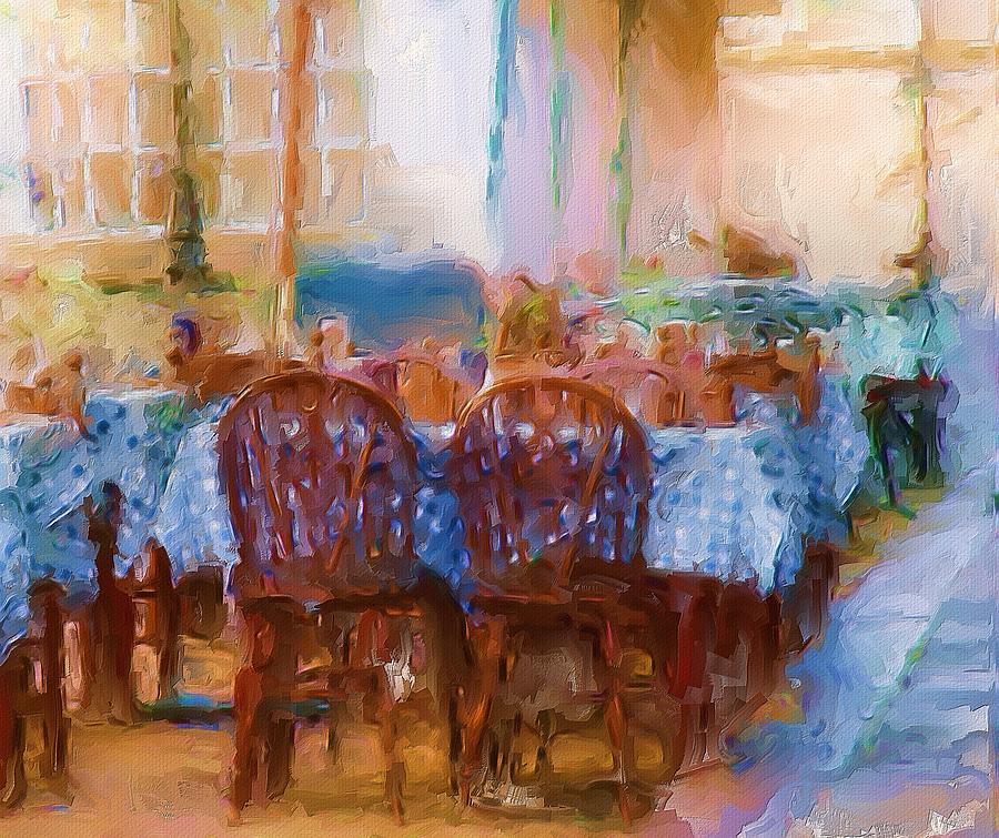 City Painting - Quiet Little Cafe by EM Shafer
