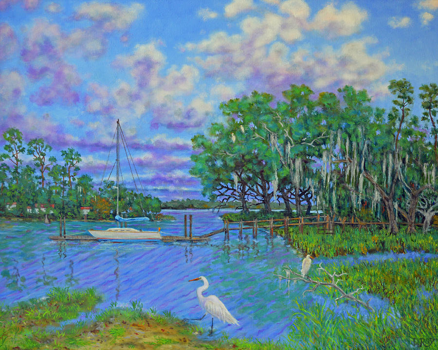 Summer Painting - Quiet Low Country Lagoon by Dwain Ray