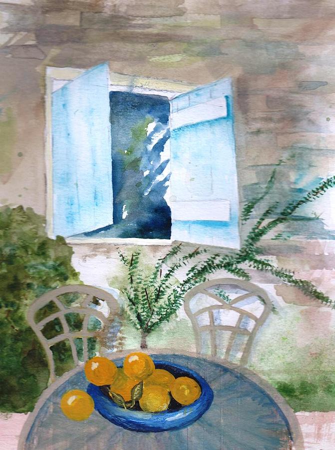 Patio Painting - Quiet Morning on the Patio by Sandi Stonebraker