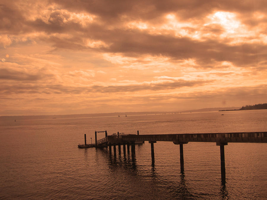 Quiet Peachy Toned Pier Photograph by Kym Backland