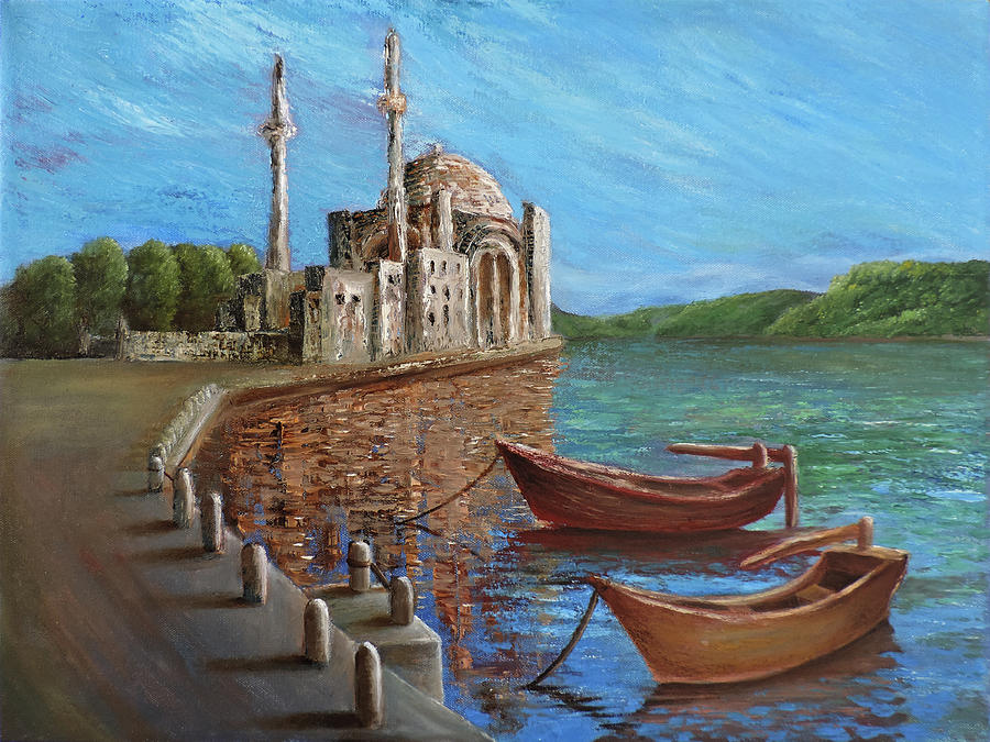 Boat Painting - Quiet Quay by Siyavush Mammadov
