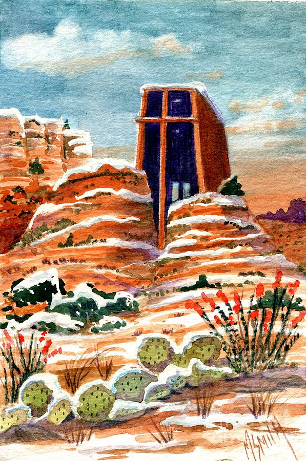 Quiet Snowfall  Sedona  Arizona Painting by Marilyn Smith