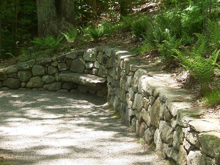 Bench In A Stone Wall Photograph By Catherine Gagne