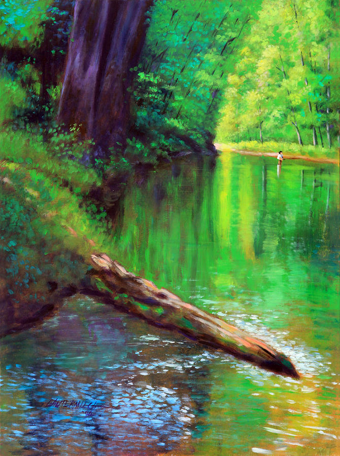 Tree Painting - Quiet Stream by John Lautermilch