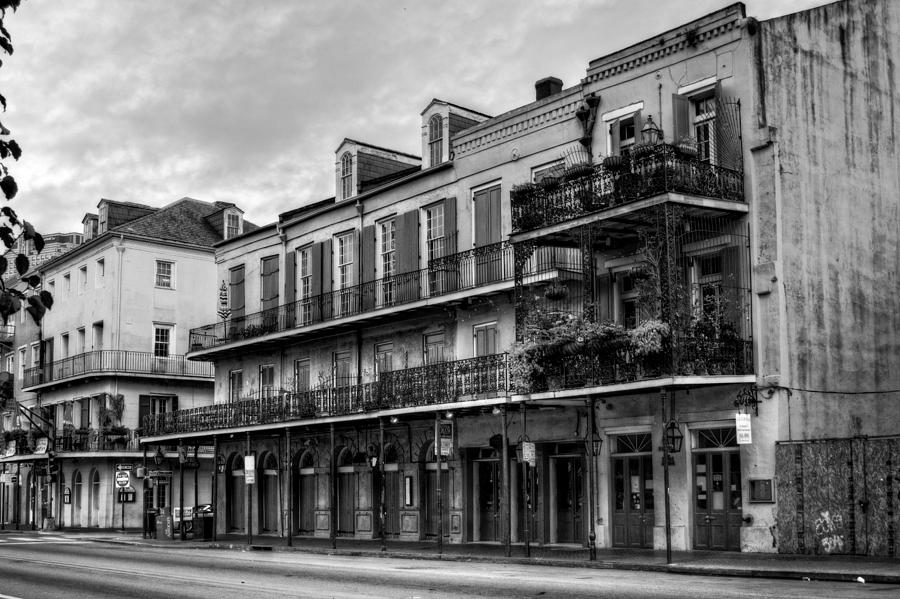 New Orleans Photograph - Quiet Time On Decatur Street in Black and White by Greg and Chrystal Mimbs