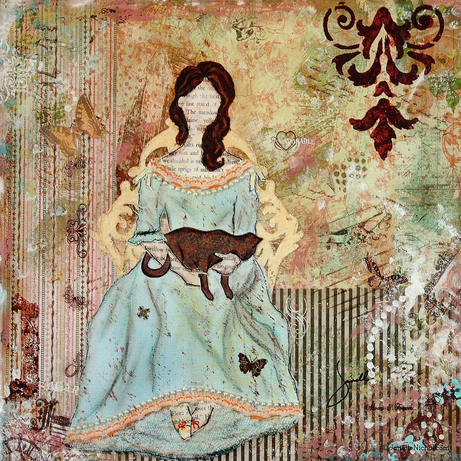 Quiet Time Victorian Folk Art Mixed Media By Janelle Nichol Fine Art   Quiet Time Victorian Folk Art Janelle Nichol 