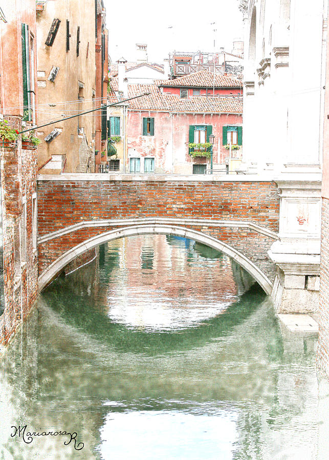 Brick Digital Art - Quiet Venetian Canal by Mariarosa Rockefeller