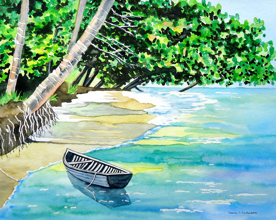 Quiet Waters in Paradise Painting by Laurie Anderson