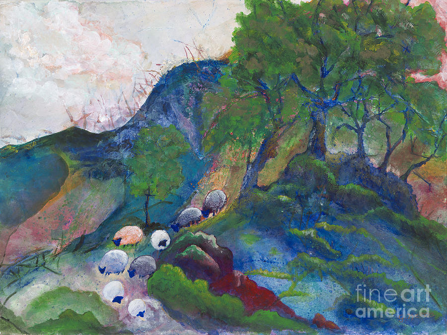 Quillers Sheep Painting by Ginny Neece