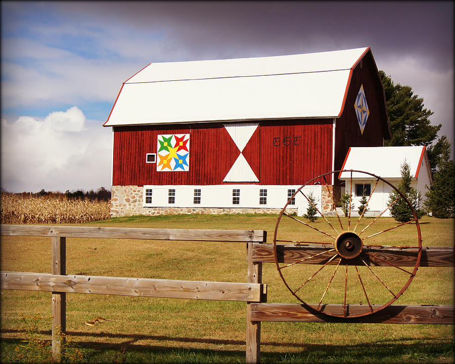 Fall Photograph - Quilt Barn of Shawano County Wisconsin  by Carol Toepke