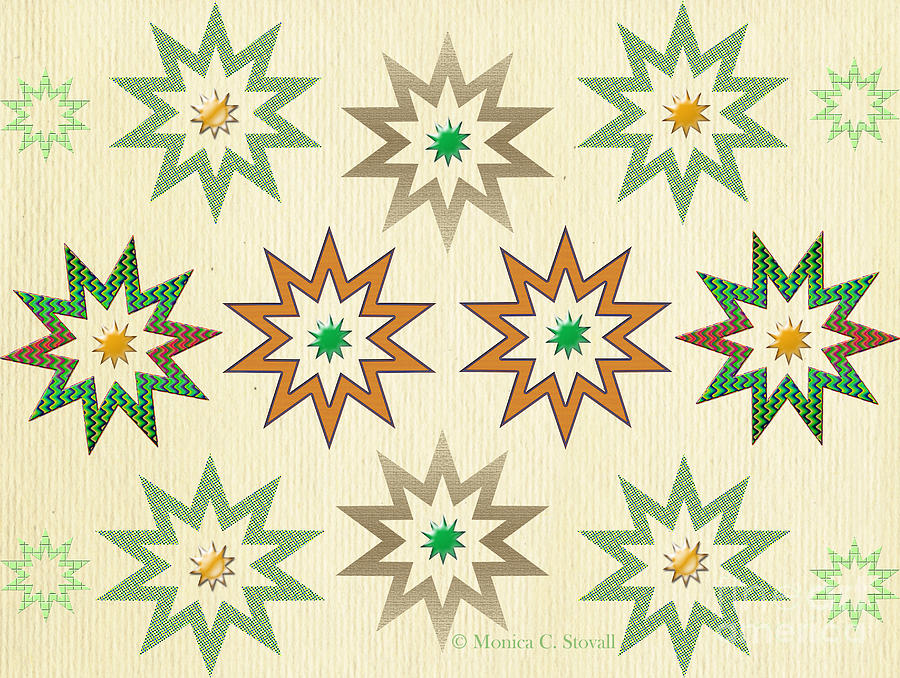 Quilt Design on Pale Yellow Digital Art by Monica C Stovall
