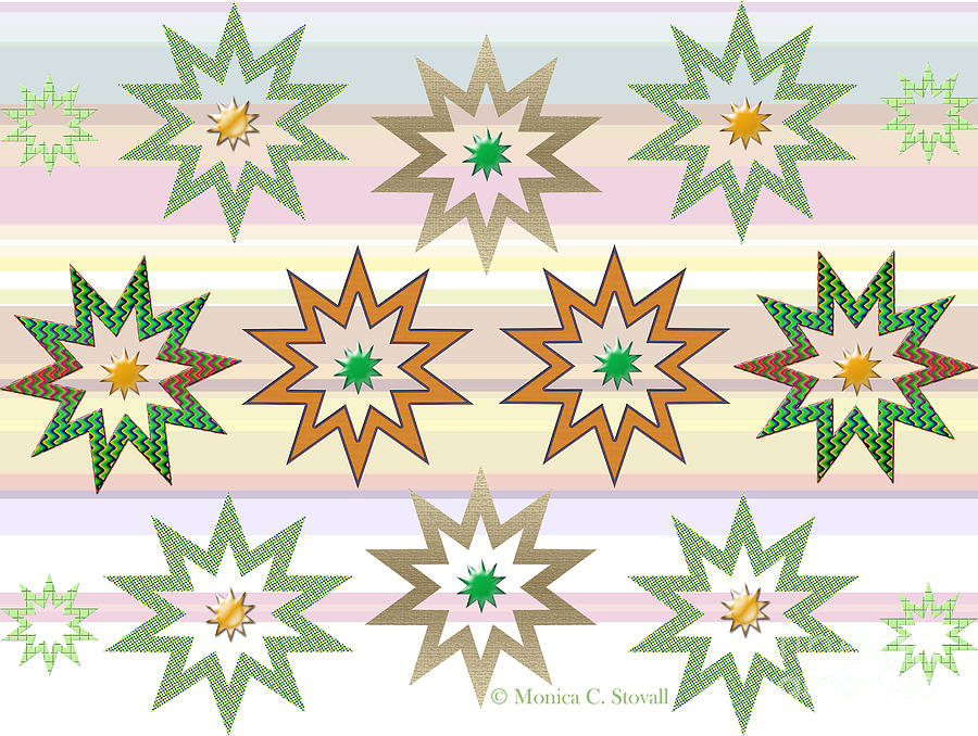 Quilt Design Stars on Pastels Digital Art by Monica C Stovall