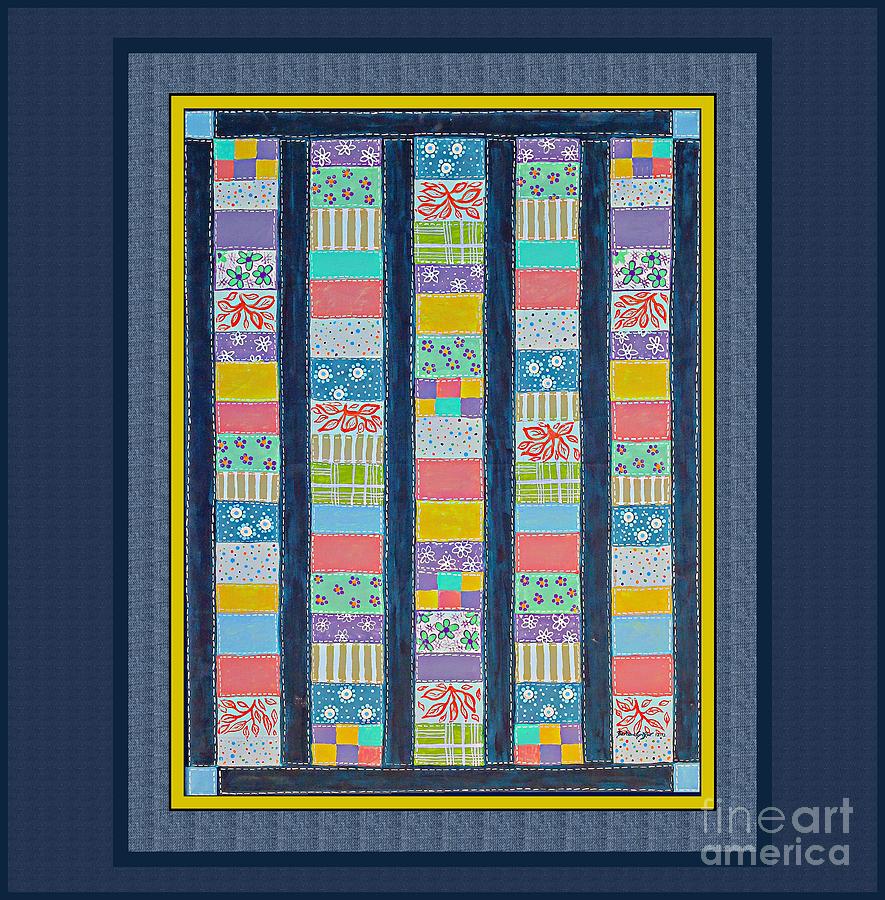 Quilt Painting with Digital Border 2 Painting by Barbara A Griffin