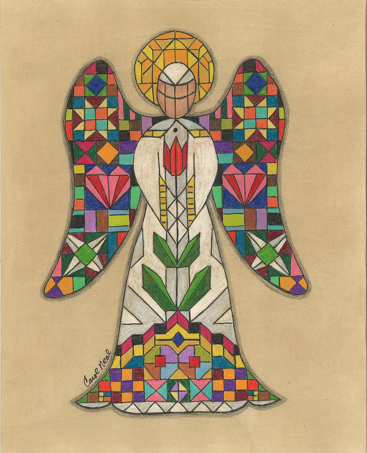 Quilted Angel Drawing by Carol Neal