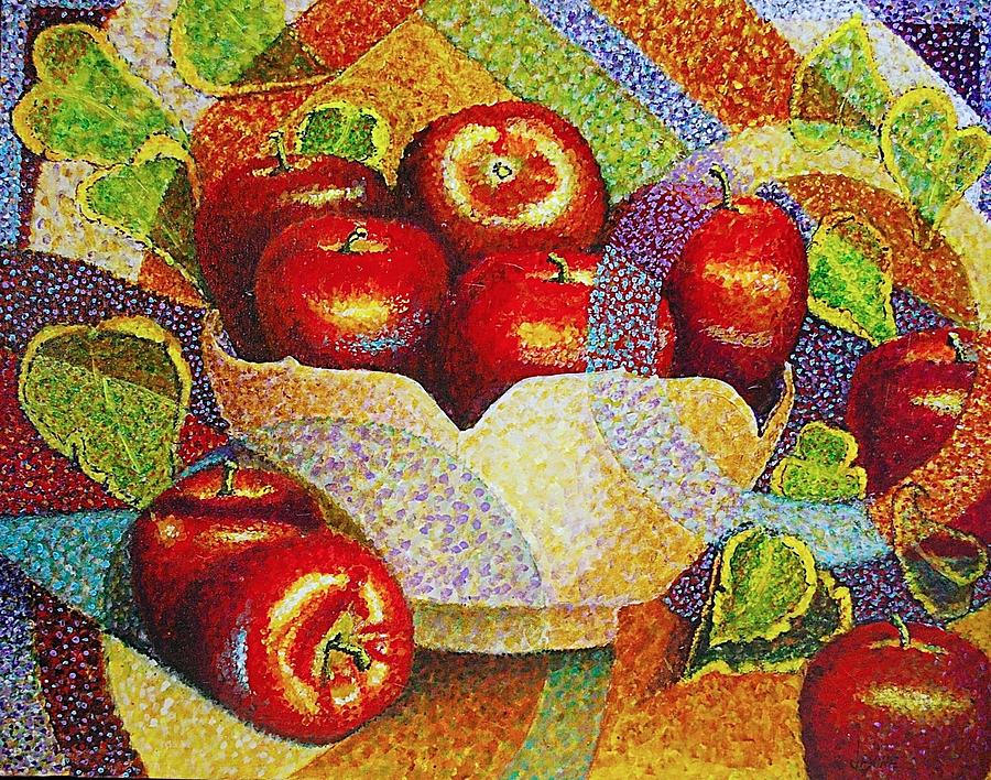 Still Life Painting - quilted Apples by JAXINE Cummins