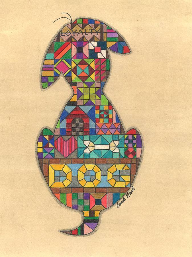Quilted Dog Drawing by Carol Neal