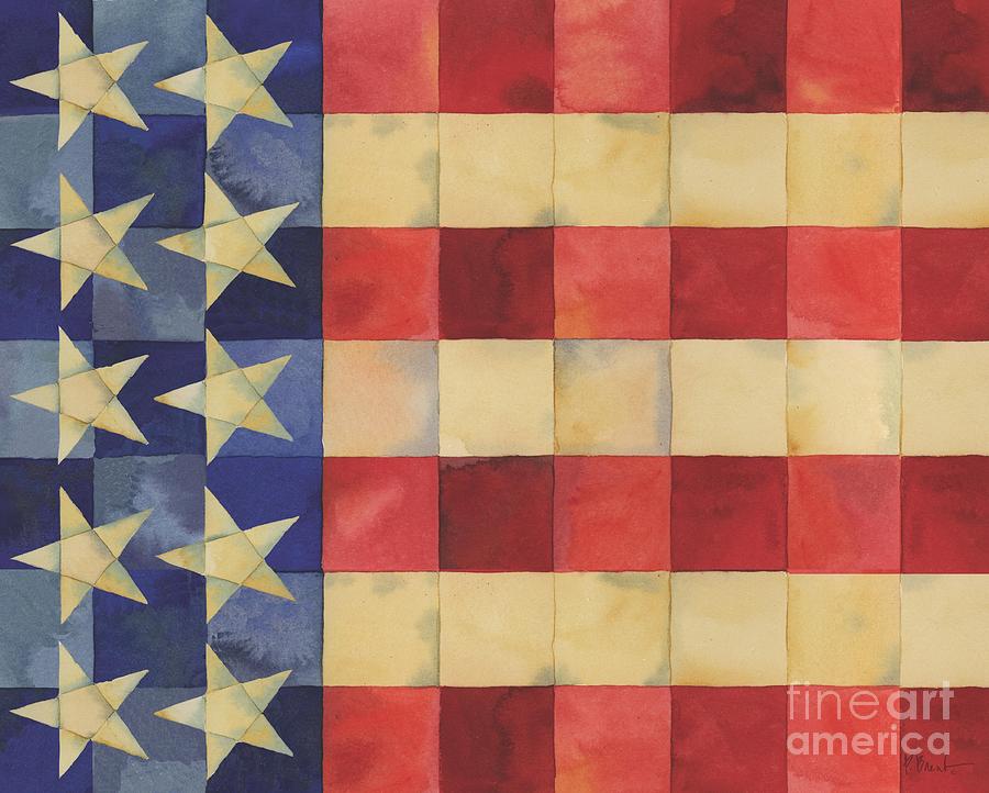 Vintage Painting - Quilted Flag Horizontal by Paul Brent