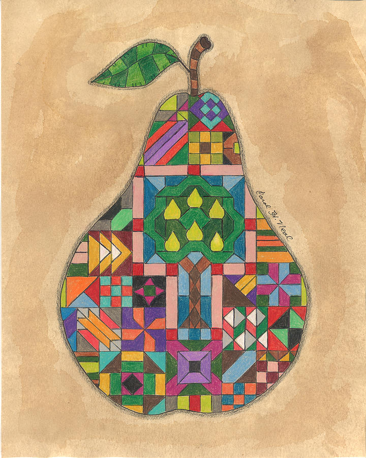 Quilted Pear Drawing by Carol Neal