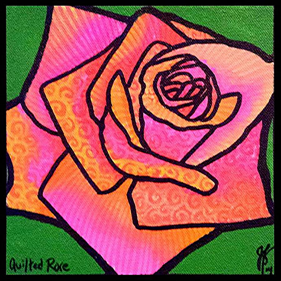 Quilted Pink Rose Painting by Jim Harris
