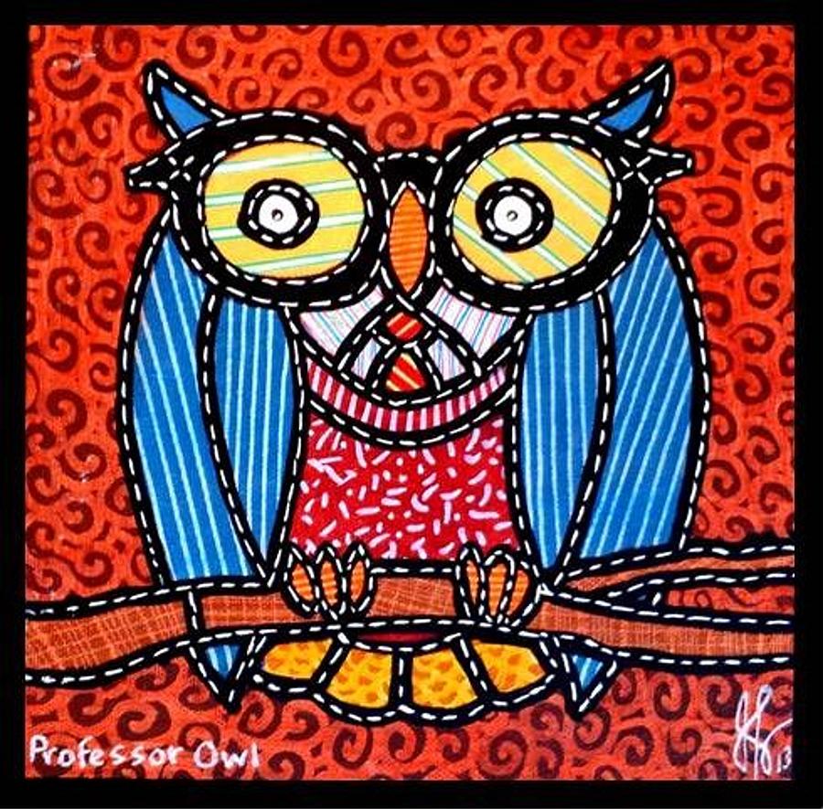 Quilted Professor Owl Painting by Jim Harris