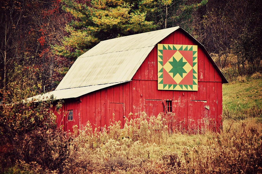 Quilted Red Barn Photograph by Kelly Nowak