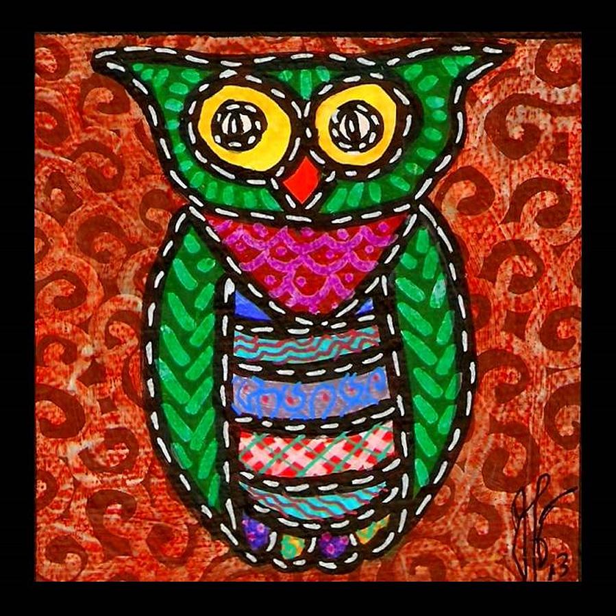 Quilted Small Owl A Painting by Jim Harris
