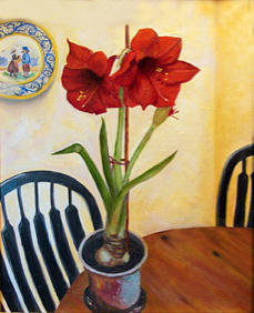 Quimper and Amaryllis Painting by Sandra Nardone