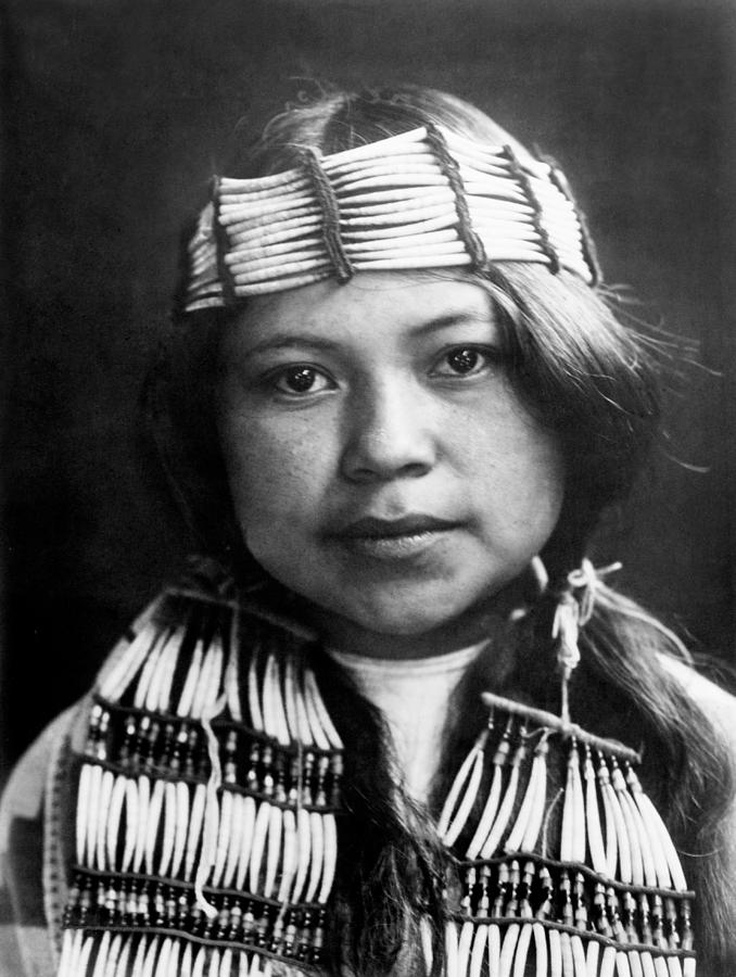 Edward Sheriff Curtis Photograph - Quinault Indian girl circa 1913 by Aged Pixel
