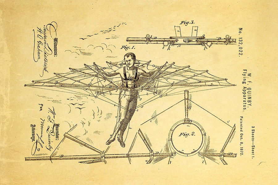 Quinby Flying Apparatus Patent Art 1872 Photograph by Ian Monk - Pixels