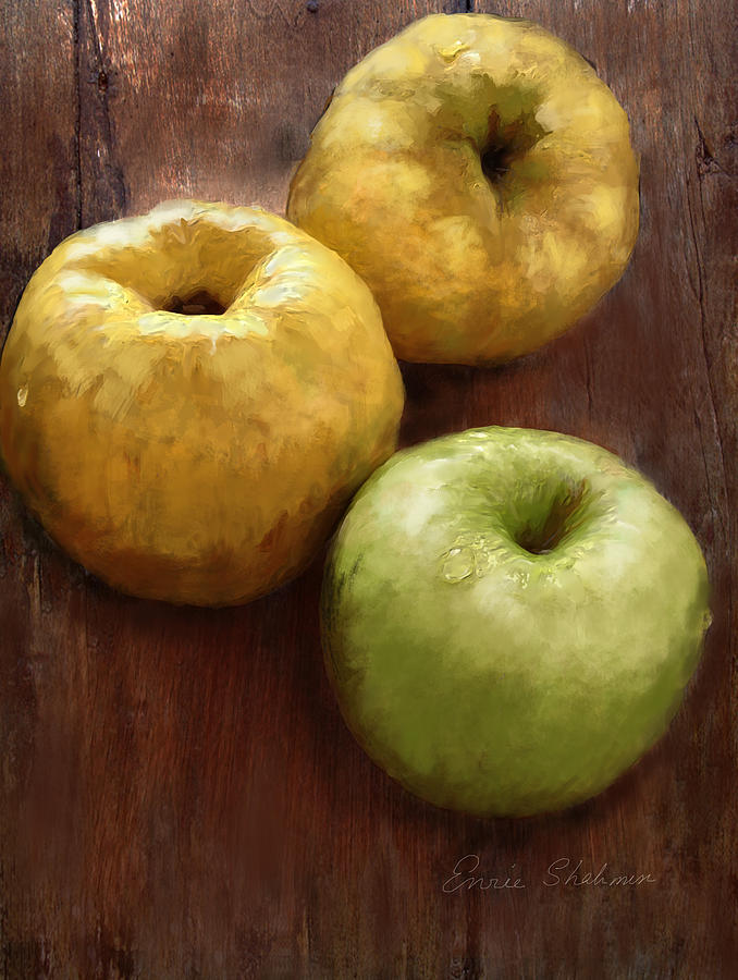 Quince and Apple Still Life Painting by Portraits By NC