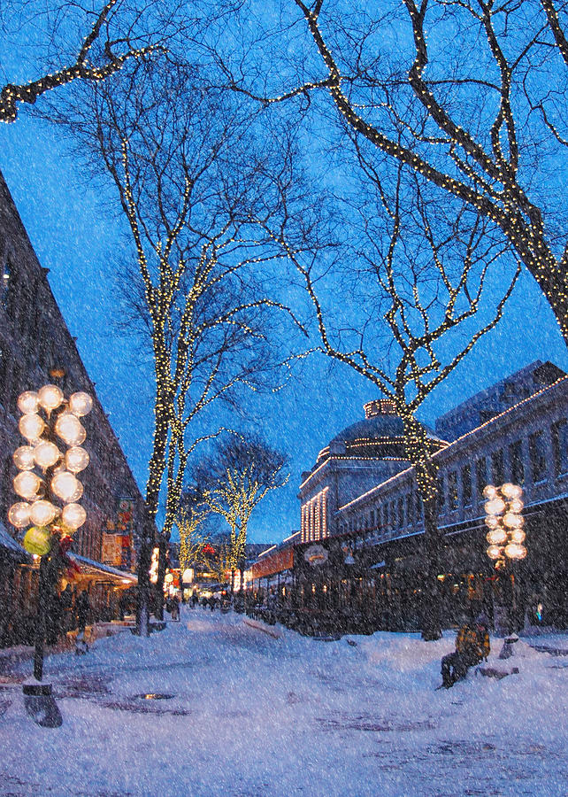 Quincy Market Boston Holiday Card Photograph by Joann Vitali