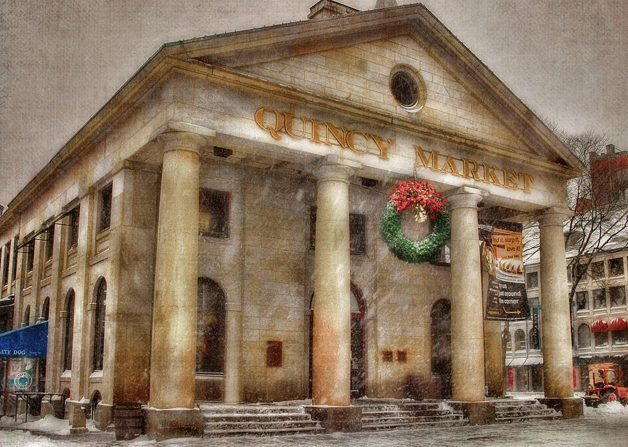 Quincy Market Christmas Card Photograph by Joann Vitali