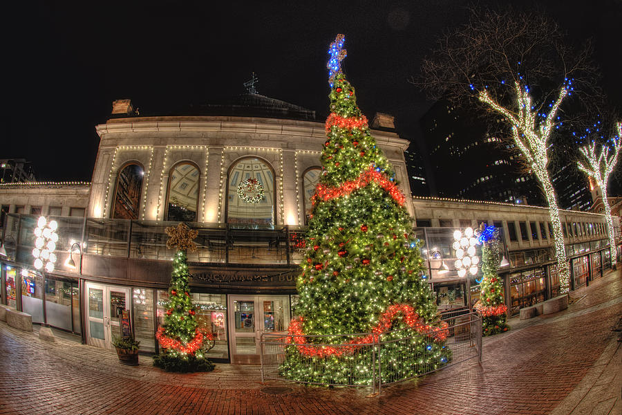 Quincy Market Holiday Lights Photograph by Joann Vitali