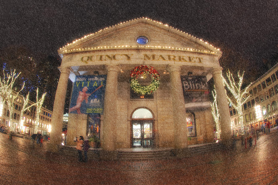 Christmas Photograph - Quincy Market Snow by Joann Vitali