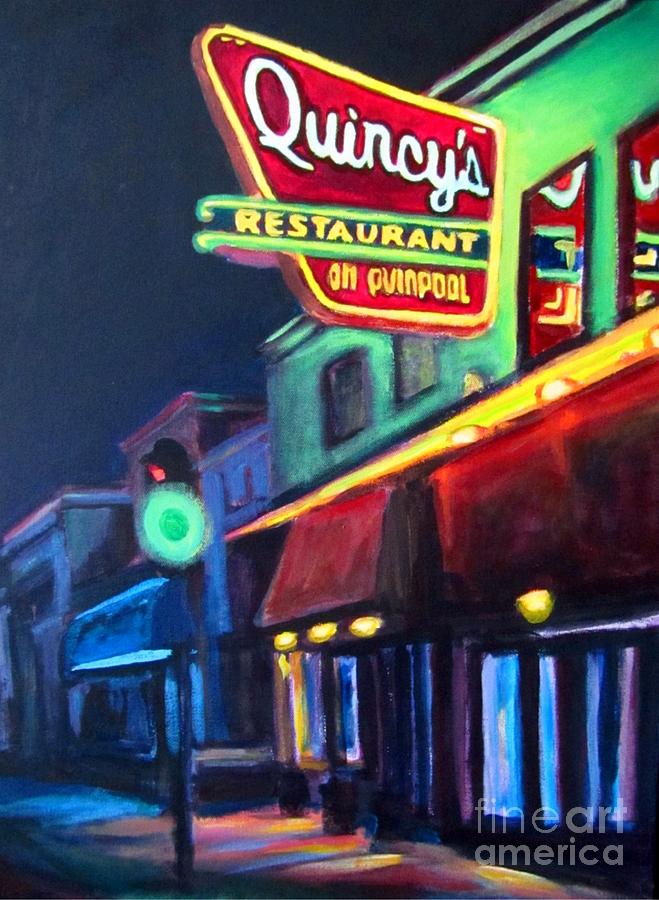 Neon Signs Painting - Quincys on Quinpool Road in Halifax by John Malone Halifax Art