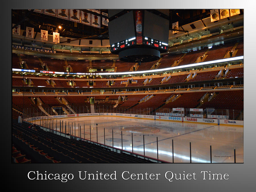 Stan Mikita Photograph - Quite Time Chicago United Center Before The Gates Open 01 With Text SB by Thomas Woolworth